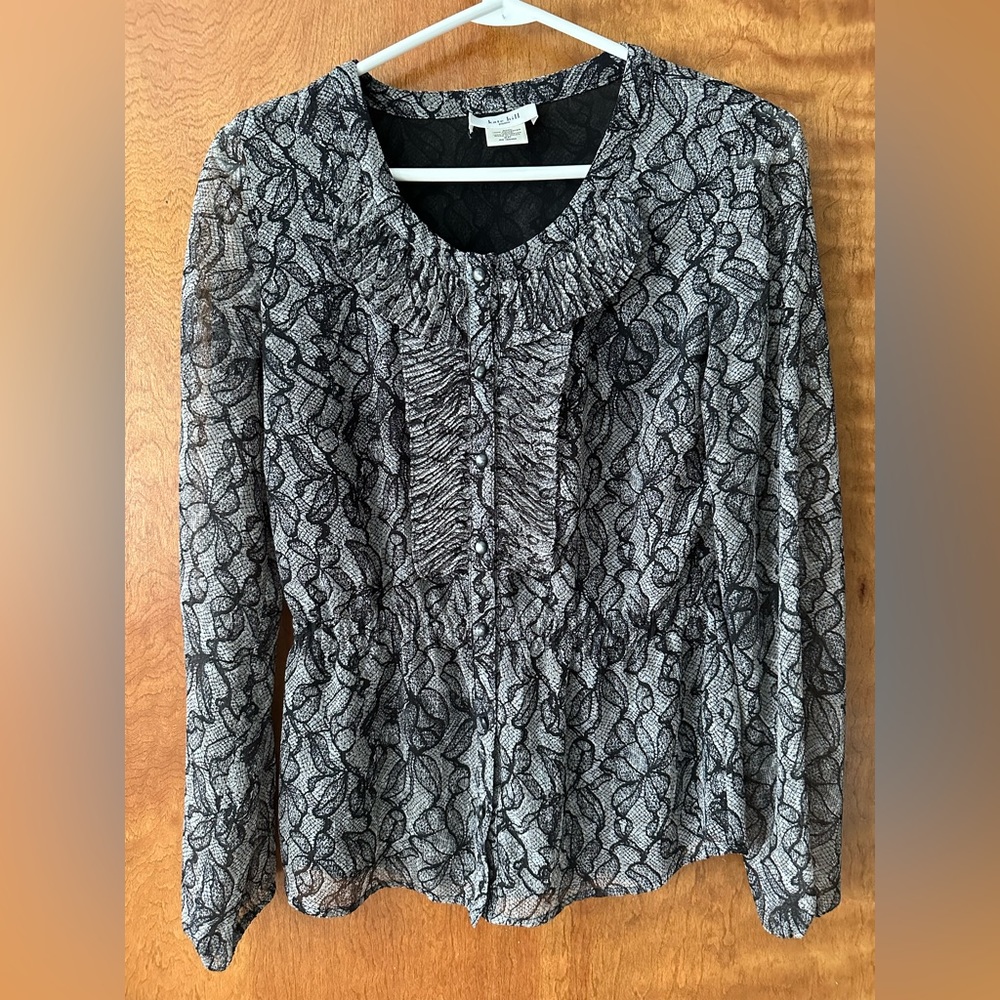 Kate Hill grey button up blouse size 2P